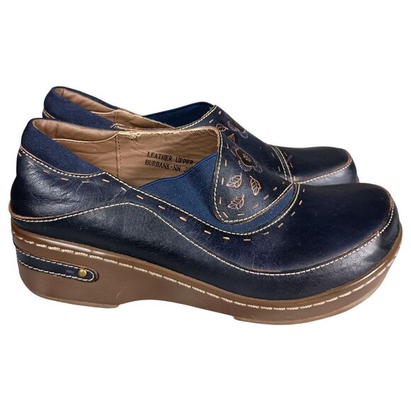 L'Artiste by Spring Step Burbank  Leather Women's Clogs Shoes Blue 39/US 8.5 - Picture 2 of 10